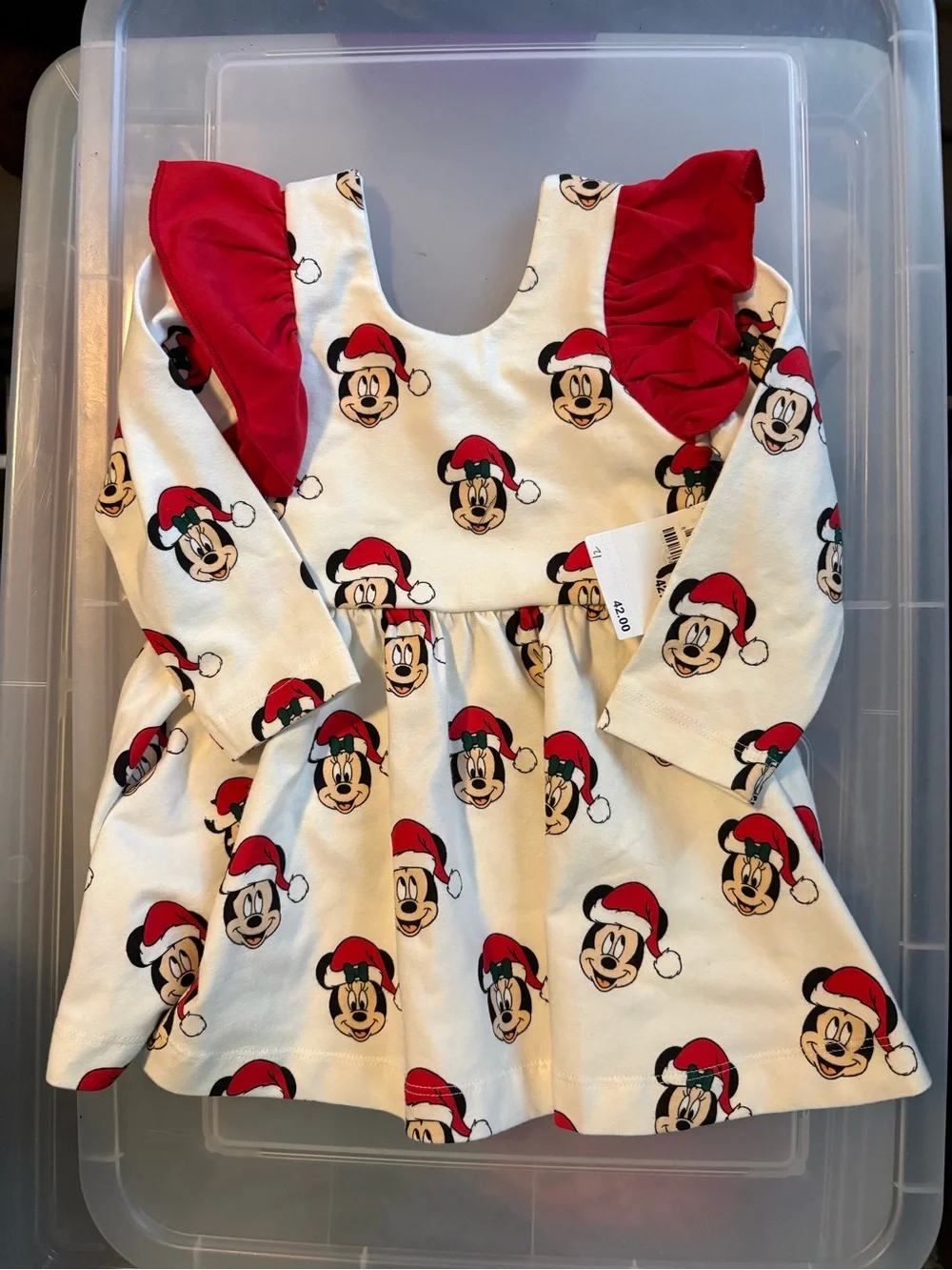 NWT Monica + Andy Disney Santa Mickey Minnie Mouse Holiday Christmas Twirl Dress